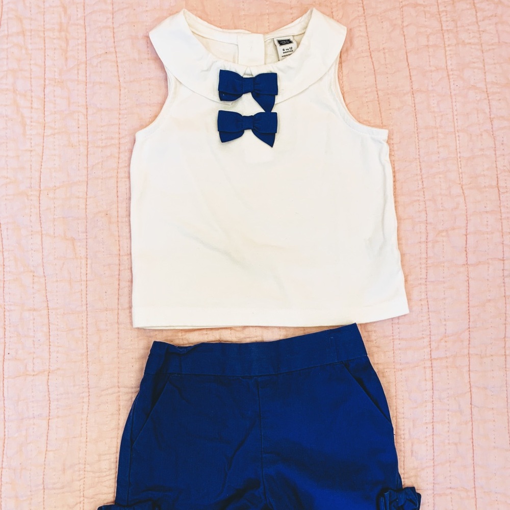 Janie and Jack blue and white outfit